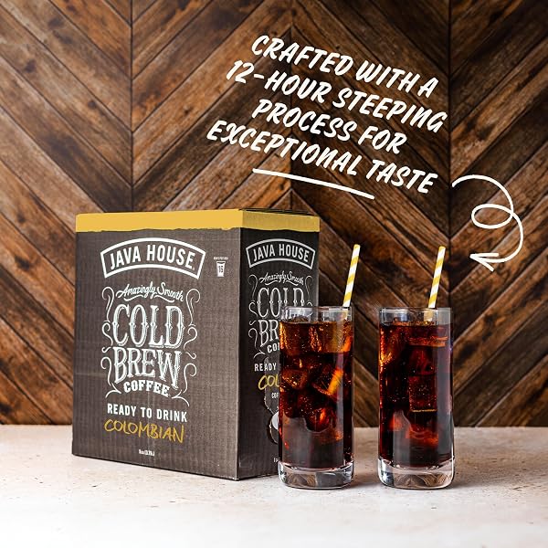 JAVA HOUSE COLD BREW COFFEE ON TAP, (128 FLUID OUNCE BOX) NOT A CONCENTRATE, NO SUGAR, READY TO DRINK LIQUID (COLOMBIAN ROAST)