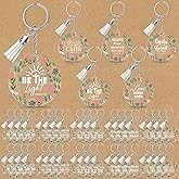 ElasignShopo 30/50 Pcs Bible Verse Keychains Bulk Inspirational Christian Acrylic Floral Keyrings Religious Gift for Women