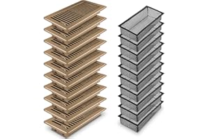 VE NI SCC Floor Register 4 x 10'' 10 Pack, Floor Vent Cover with Air Vent Filter Mesh Catcher, Adjustable Heater Vent Covers for Walking, Premium Metal, Brown