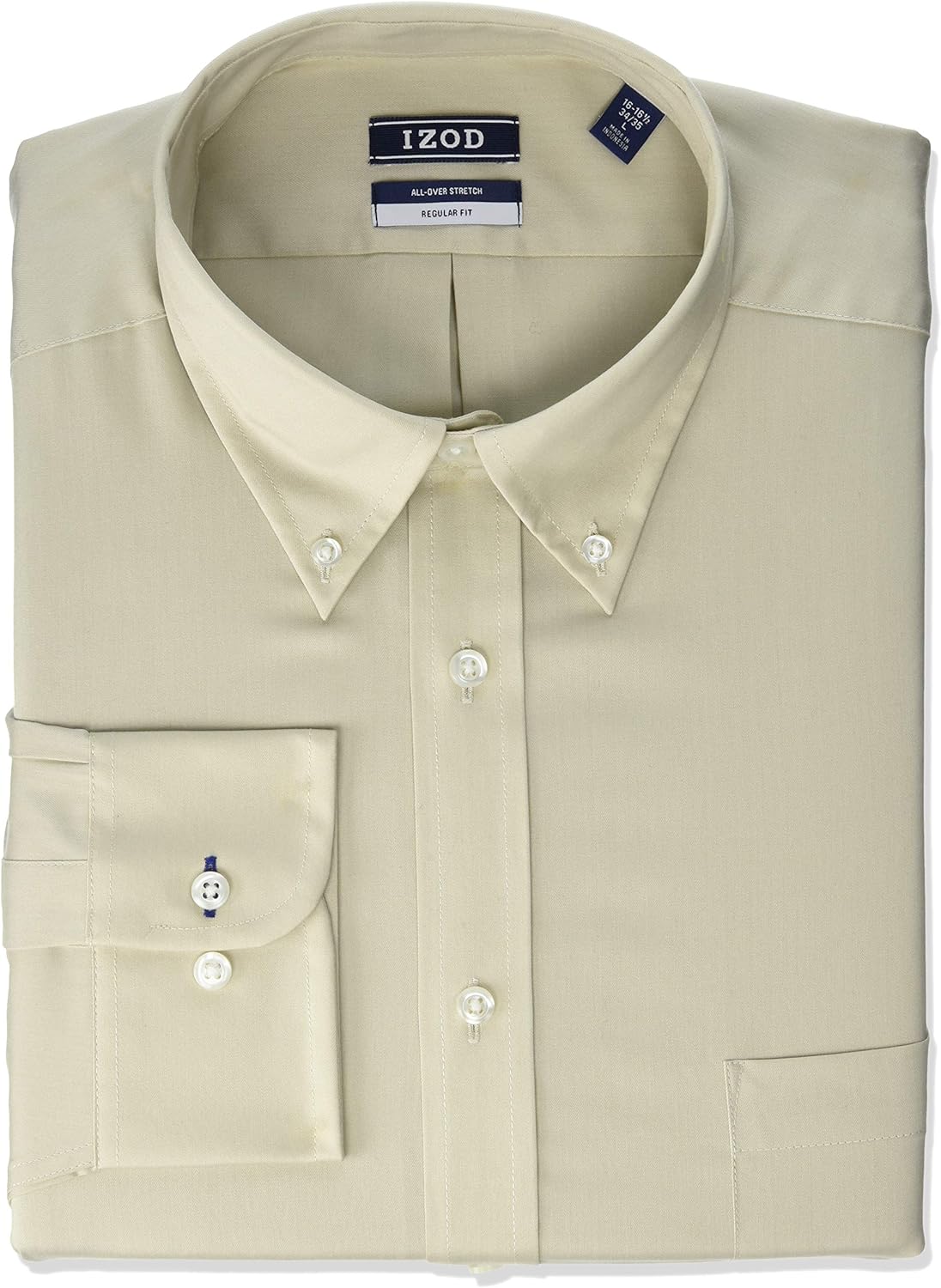 IZOD Men's Dress Shirt Regular Fit Stretch Solid Button Down Collar at  Men’s Clothing store
