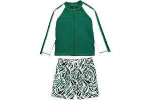 SwimZip Boys' Long Sleeve Rash Guard & Swim Shorts Set - UPF 50+ Sun Protection