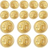 Bright Gold Buttons for Blazer, 16pcs Metal Blazer Buttons for Clothes, 18mm/0.7IN 23mm/0.9IN Replacement Shank Buttons Sewing for Suit Coat Sweater Jacket DIY Crafts