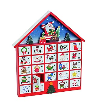 Mc Trend Adventskalender Haus Aus Holz Mit Bunten Turchen Zum