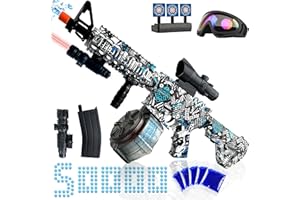 ZOFFYFABRIZIO Large Gel Ball Blaster, Electric M416 Orby for Orbeez with Goggles & with Drum, Manual & Electric Dual Mode Splatter Ball Blaster, for Team Game - Ages 14 +