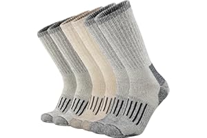 SOX TOWN Men's Merino Wool Cushion Crew Socks Moisture Wicking Control for Outdoor Hiking Work Boot Thermal Warm All Seasons