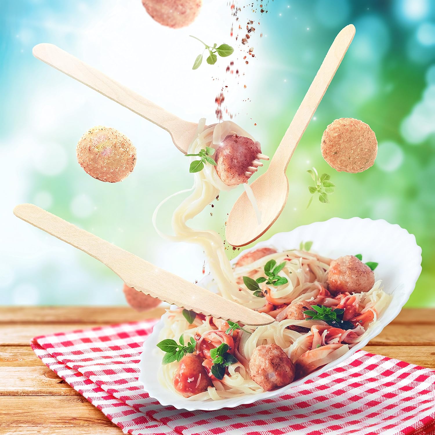 Disposable Wooden Spoons - Pack of 100, 6" Length Eco-Friendly 100% Compostable Biodegradable, Natural Wooden Utensils, Party Use, Camping by GREEN & AWESOME: Kitchen & Dining