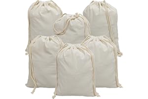 Freletry 6 PCS 12"x16"/30x40cm Drawstring 100% Cotton Muslin Bags Reusable Storage Bag for Shopping Home Kitchen Food Grocery