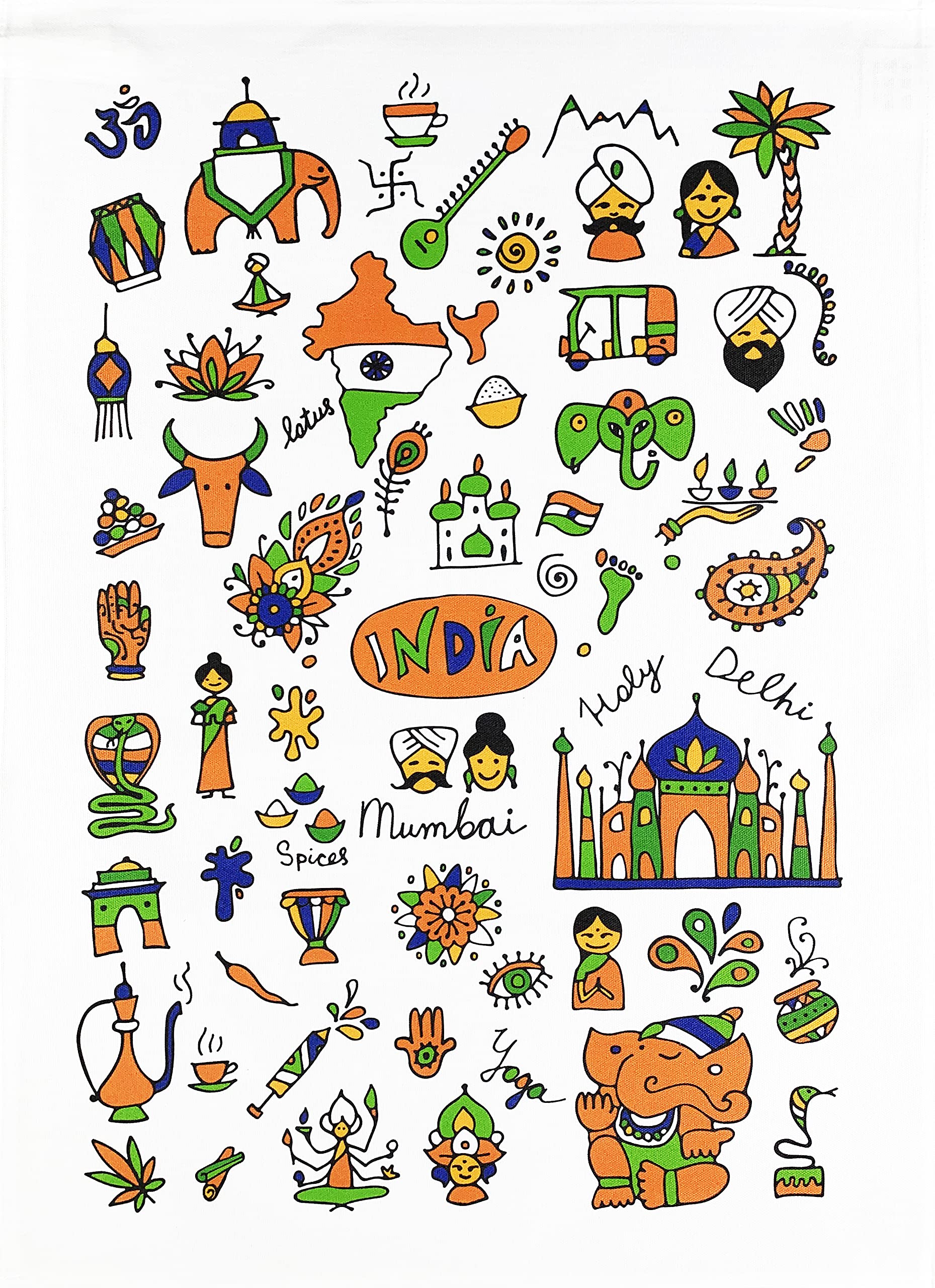 Half a Donkey Images of India Large Cotton Tea Towel