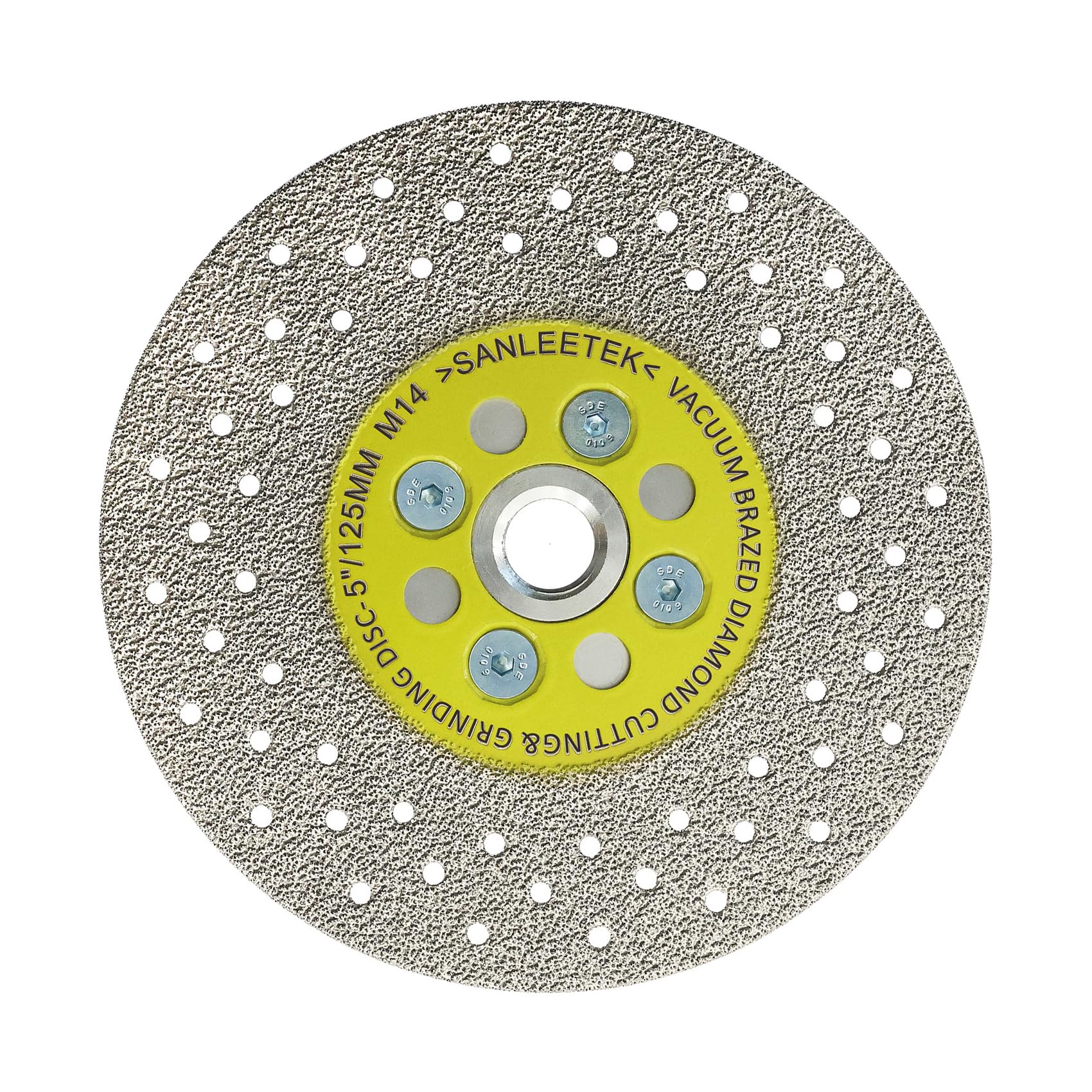Diamond Cutting Grinding Disc 125mm Double-sided Vacuum Brazed Saw Blade for Marble Granite Concrete Porcelain Tile M14 Thread SANLEETEK