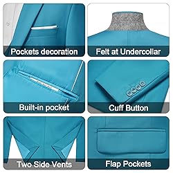 MAGE MALE Men's 3 Pieces Suit Elegant Solid One