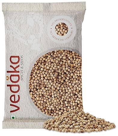 Amazon Brand-Vedaka White Peppercorn (Safed Mirch), 100g (Pack of 1)