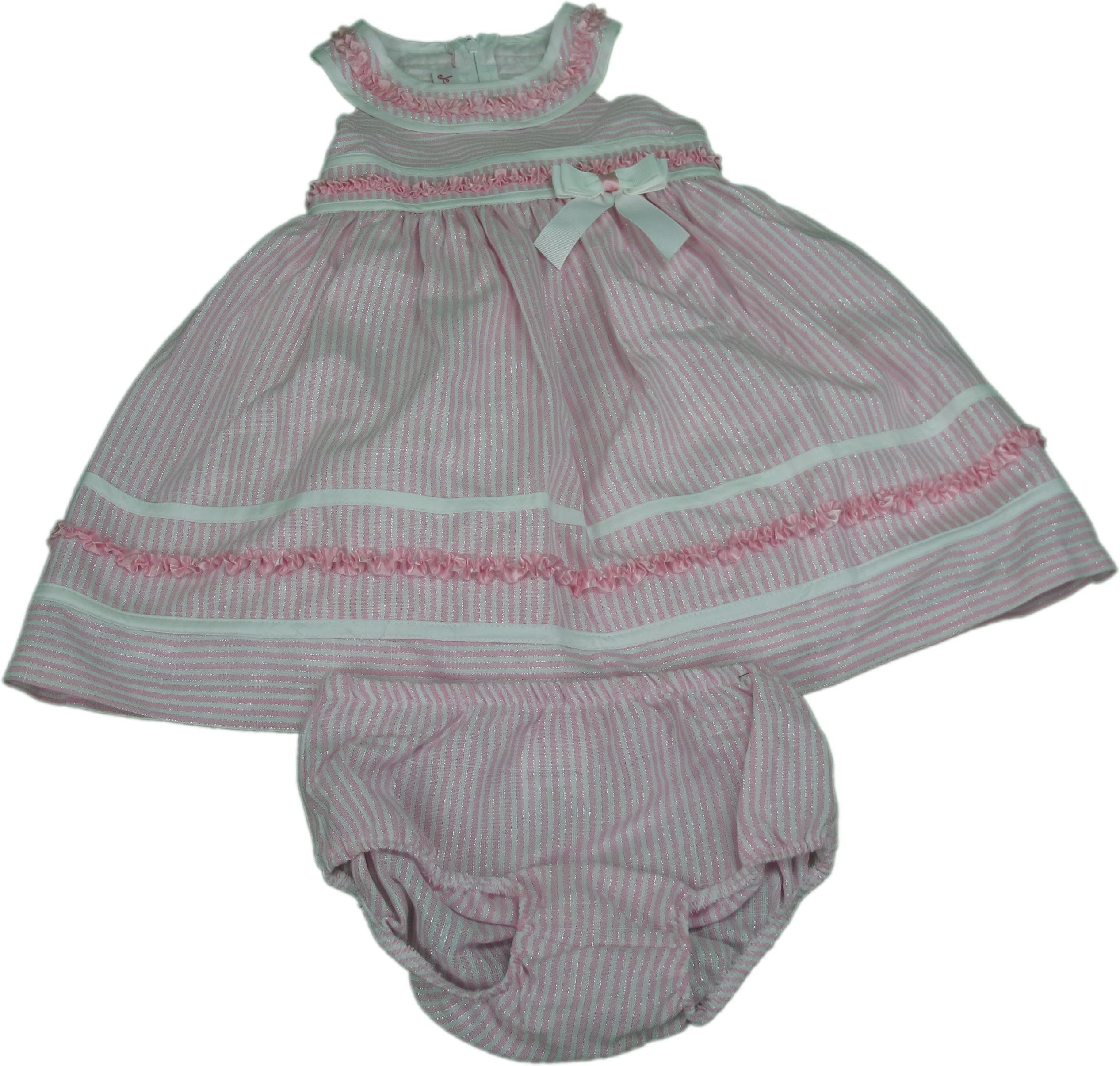 Girls 18 Months Lined Sleeveless Dress w/Bloomers, Pink Stripe
