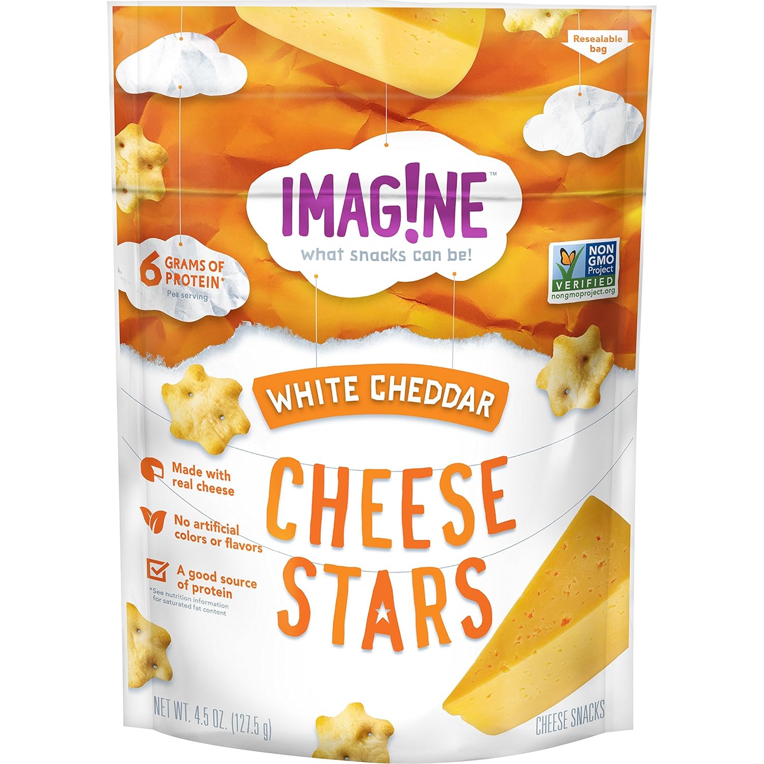 Imagne White Cheddar Cheese Stars 45 Ounce Bag #vegetarian #substitute #for #parmesan #cheese Imagne White Cheddar Cheese Stars 45 Ounce Bag