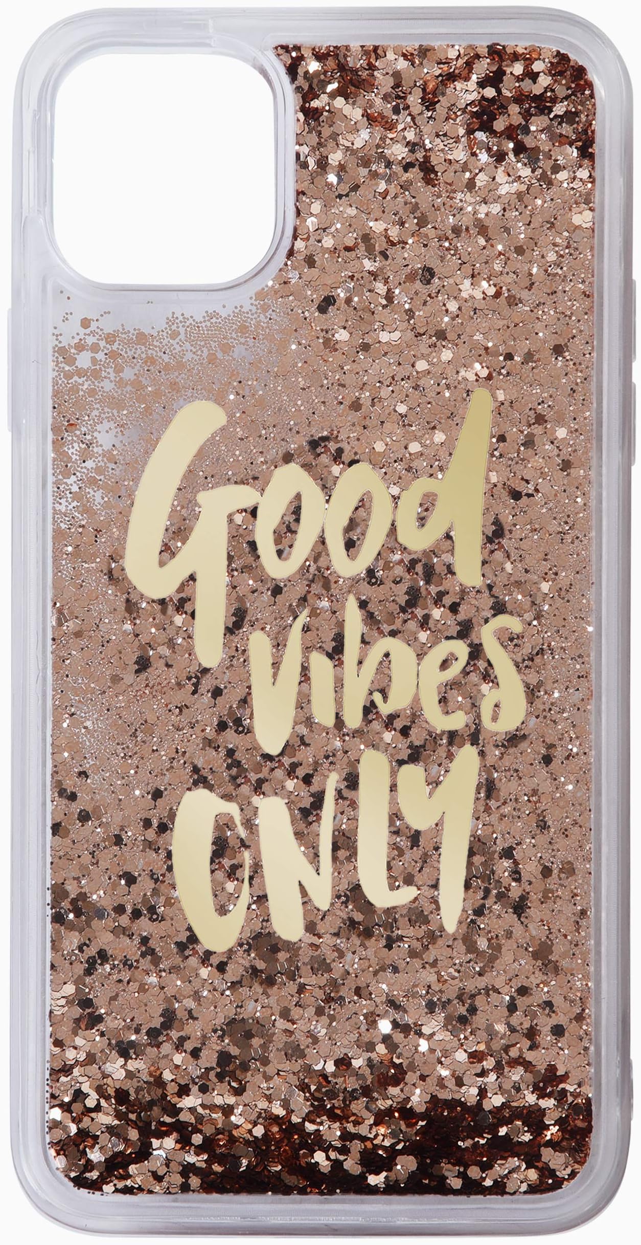 Posh People iPhone 11 Pro MAX Covers for Girl Good Vibes Only Back Case Cover for Apple Glitter Sparkle Covers, Gold