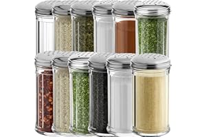 12 Oz Parmesan Cheese Shaker/salt and pepper shakers with Stainless Steel Lid, Clear Plastic seasoning shaker, sugar/spice dispenser, large salt and pepper shakers (360 ml) by GEEX DEPOT (12, 12 Oz)