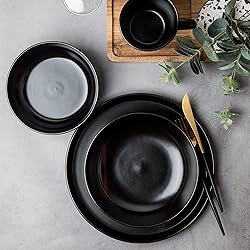 ARORA SKUGGA Round Stoneware 16pc Dinnerware Set of