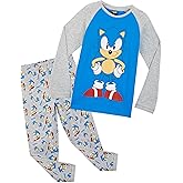 Sonic The Hedgehog Pajamas Set for Boys Knuckles Shadow Tails Cozy Soft Long Sleeve PJs Loungewear Gaming Gifts for Boys
