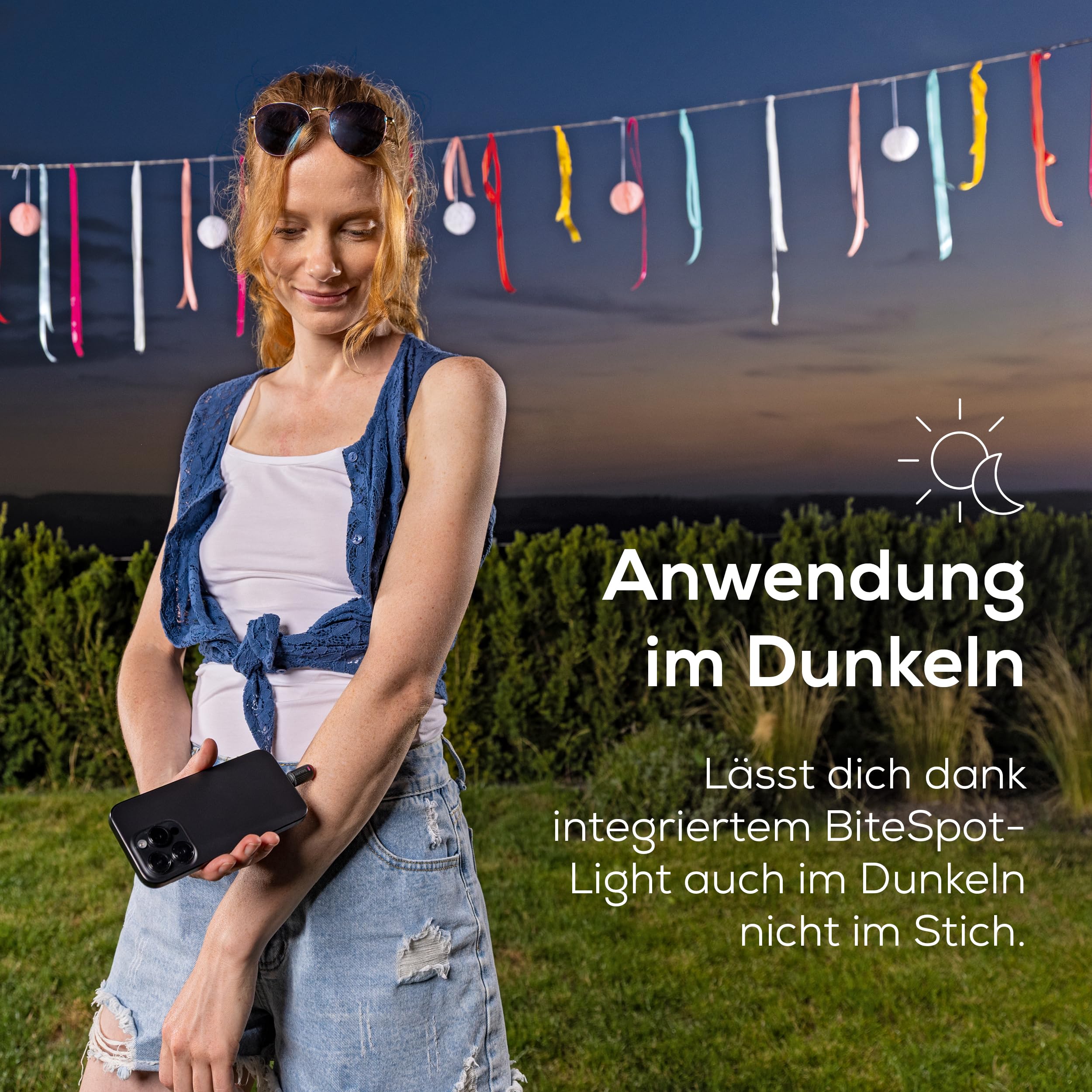 Beurer BiteX Go Deep Black Insektenstichheiler für Smartphone, Mückenstich Hitzestift gegen Juckreiz & Schwellungen durch Wärme, elektrischer Stichheiler Handy für Android & iPhone (USB-C), mit Licht 8