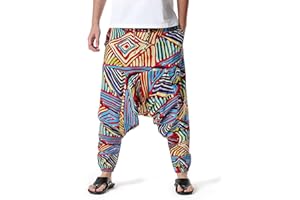 KEPUTAY Men Women Cotton Baggy Hippie Yoga Harem Pants Funky Printed Plus Size Trousers
