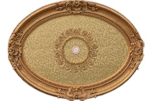 AFD Home Oval Golden Rocaille Gold Chandelier Ceiling Medallion or Fan Medallion, 43 Inches