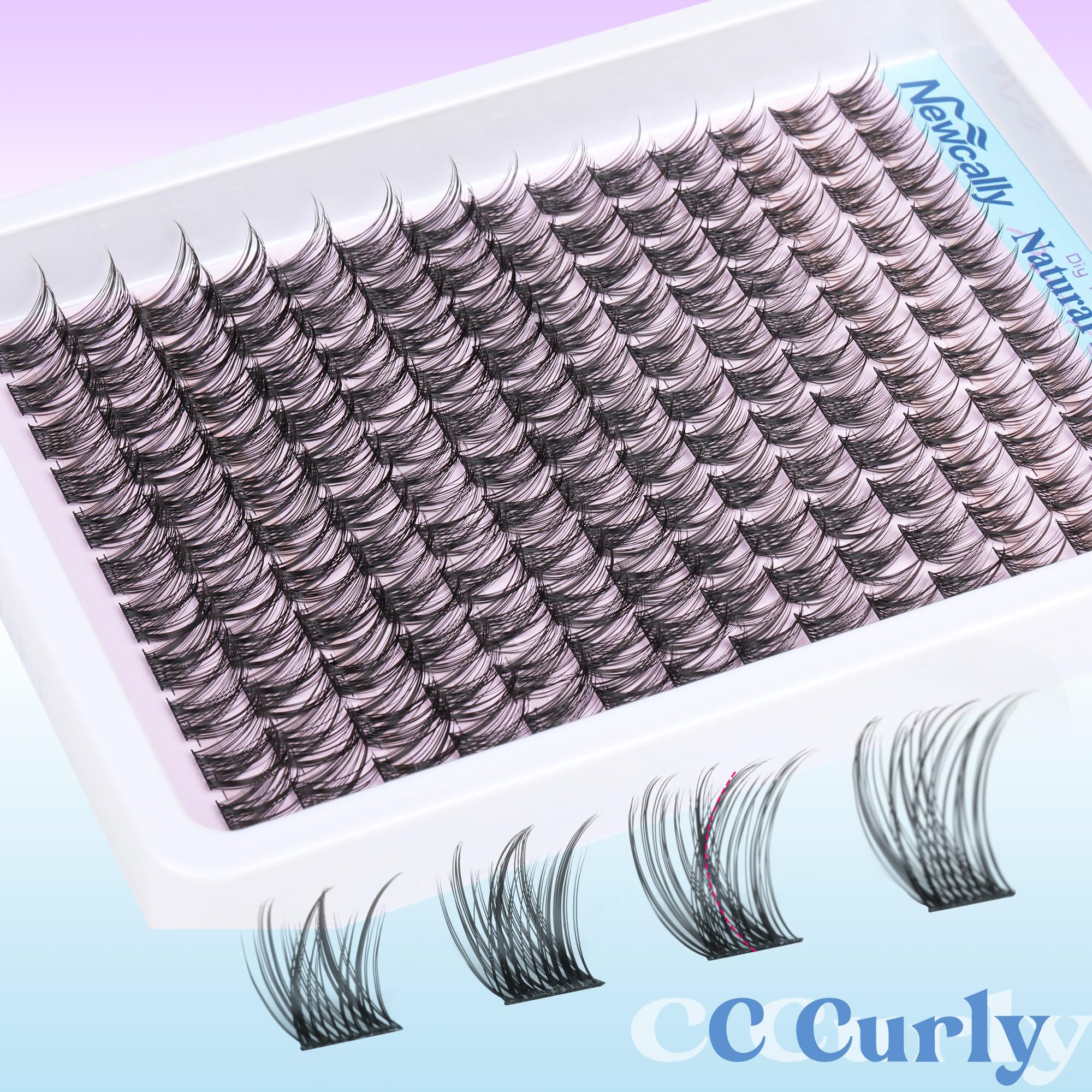 Lash Clusters Kit Wispy Natural Cluster Eyelash Extension Kit DIY Lash Extension Kit C-curly 10-16MM Eyelash Clusters Volume Individual Lashes Kit by Newcally