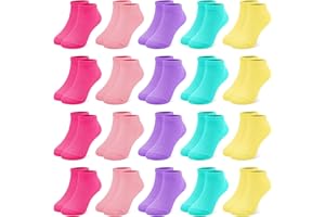 ZERULETS Toddler kids Girls Socks, 20 Pairs Kids Ankle Athletic Low Cut Socks for Girls Children Aged 1-13