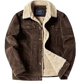LOUECHY Men's Corduroy Sherpa Lined Trucker Jacket Thickened Warm Winter Coats