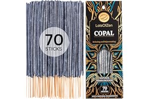 LOTS OF ZEN Copal Incense Sticks (70 Pack) – Long Burning White Copal Resin Smudge Kit for Cleansing, Meditation, Rituals & Home Energy Refresh