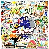 50 Pcs Australia Stickers, Kangaroo & Koala Cultural Element Decorative Stickers, Self-Adhesive for Scrapbooking, Travel Albums, Notebooks (Australia)