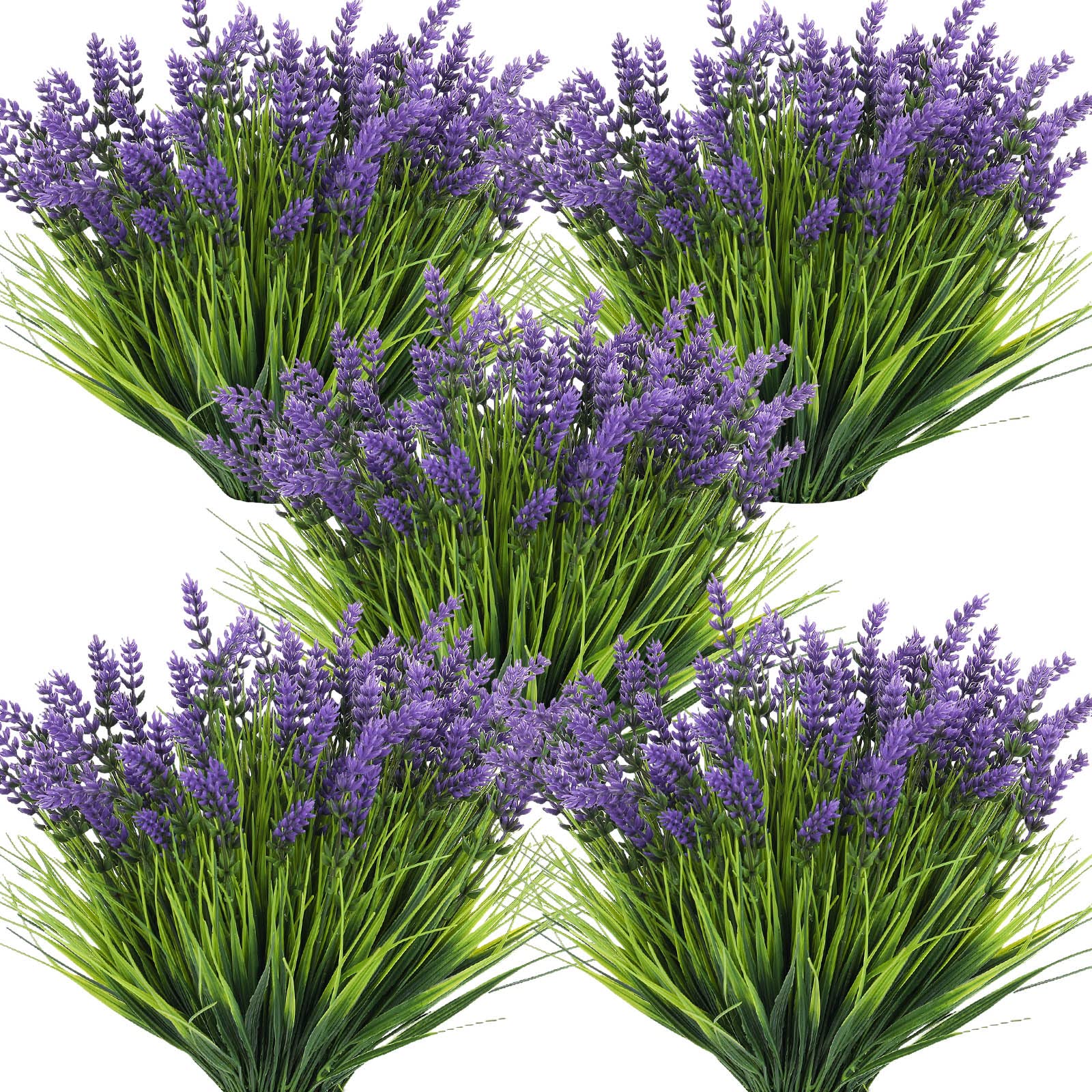 Photo 1 of Zeyune 36 Bundles Artificial Plants Outdoor Fake Monkey Grass with Flowers Greenery UV Resistant Faux Outdoor Plants Plastic Flowers for Garden Office Patio Pathway Outside Decor(Purple)