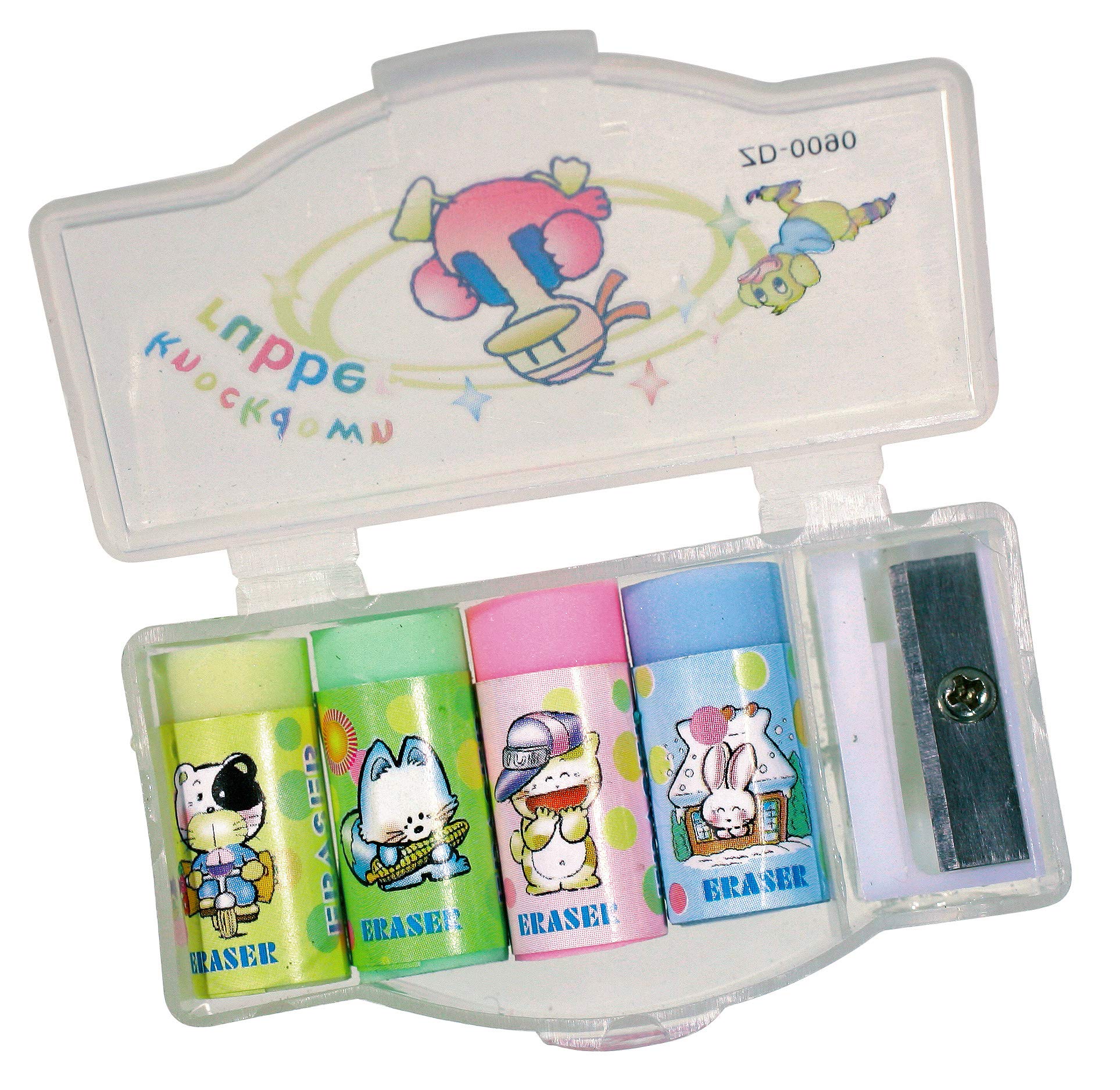 Set of 4 Erasers + Sharpener Conf. 24 pcs.