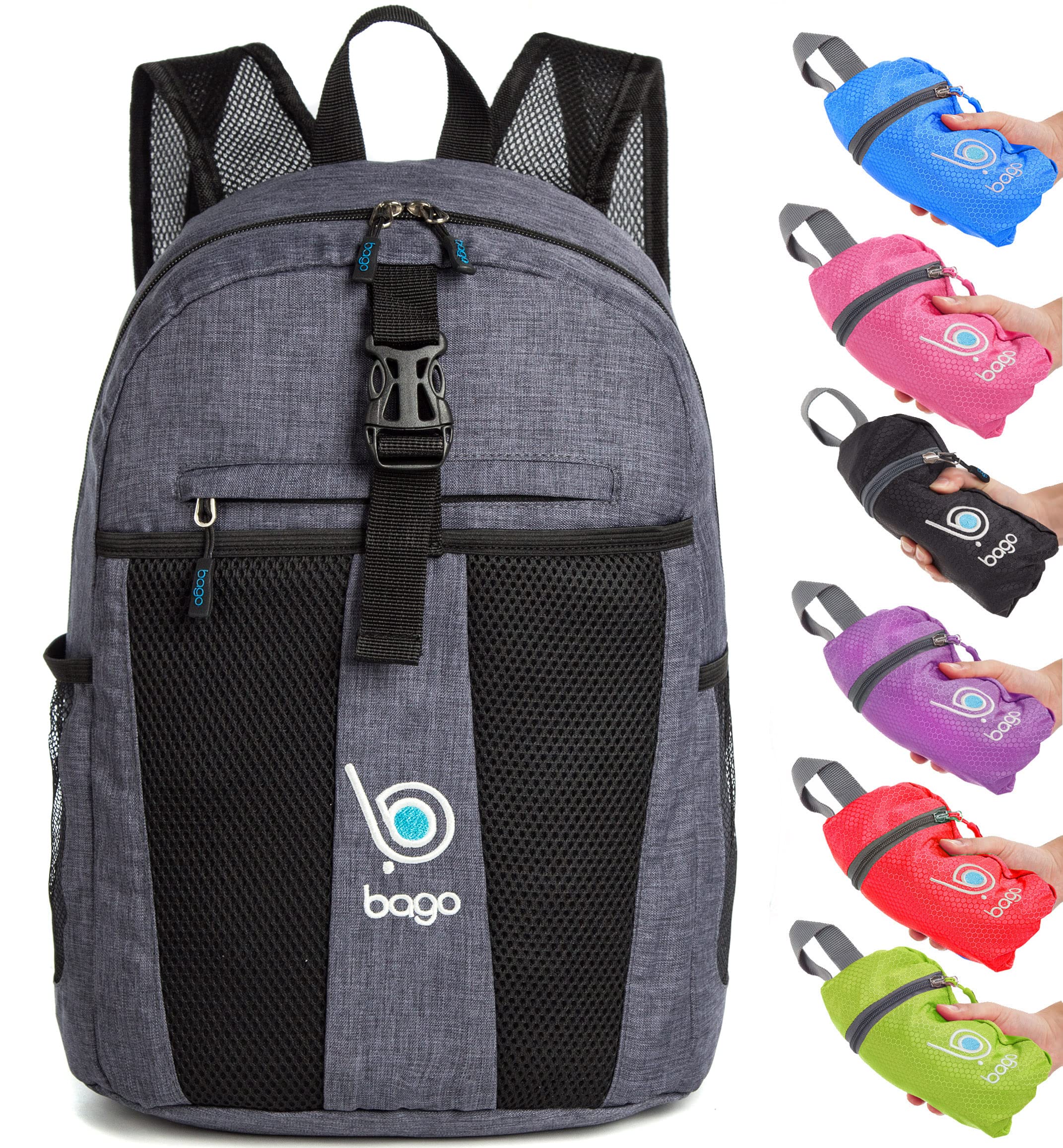 Bago Lightweight Small Hiking Backpack for Women and Men - 25L Travel Day Pack - Foldable Hiking Daypack Ultralight for Camping Outdoor Sports - Day Bag Packable Backpack for Travel (SnowBlack) — image 1