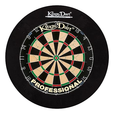 Kings Dart Dart-Set Profi | Turnier-Dartscheibe + Dart-Surround | Sisalborsten, Spider-Feldbegrenzung | Sicherheit für Wand u