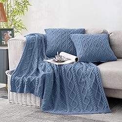 Homiest Cable Knit Throw Blanket and Pillow