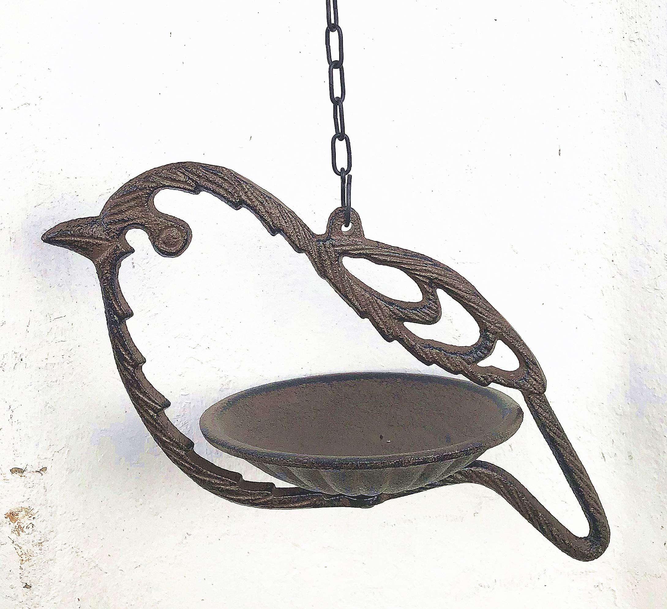 Cast Iron Wild Bird Shape Hanging Feeder Garden Decoration in 2 colours (Antique brown)