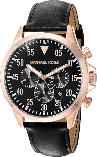 Black Dial Leather Band Watch 