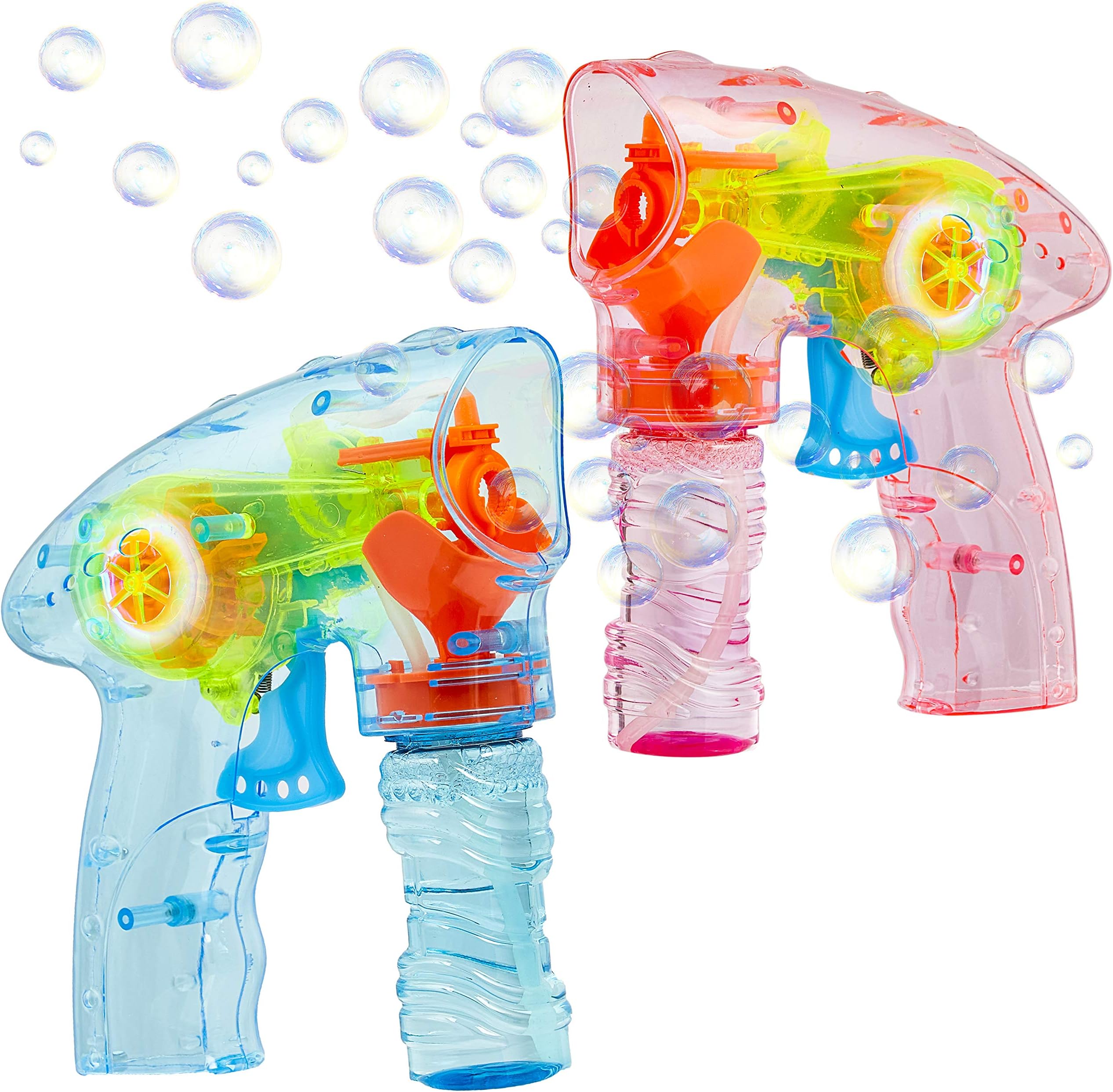 KreativeKraft Bubble Machine, Pack of 2 Light Up LED Bubble Gun For Kids, Fun Indoor and Outdoor Games, Bubble Mixture, RANDOM COLOUR Bubble Shooter For Children, Gifts For Boys Girls