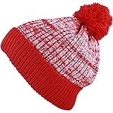 Kids Knit Daily Pom Beanie Hat with Thick Fleece Lining for Boys and Girls Versatile Winter Warm Cozy Skull Hats for Children