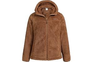 Pioneer Camp Women's Fuzzy Fleece Jacket Full Zip Up Lightweight Warm Soft Fleece Coat with hood for Spring Fall Winter