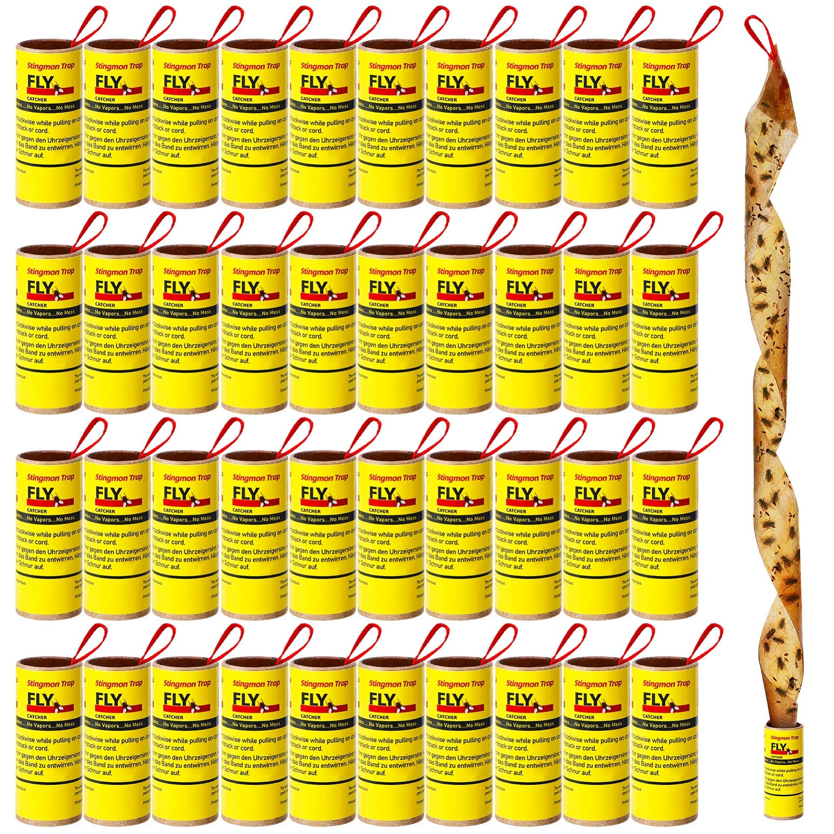 Fruit Fly Trap, 40 Pcs Sticky Fly Papers for Indoors & Outdoors - Eco-Friendly Hanging Ribbon Insect Catcher for Gnats, Mosquitoes