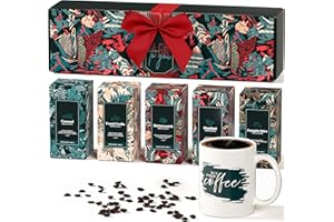 BONJOIE Coffee Gifts Set For Women & Men - Includes 5 Ground Coffee Flavors and Mug - Unique Christmas Gift Set for Women and Men