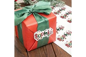 CALLIE Personalized Christmas Gift Tags with Name, Santa Claus Elk Design Waterproof Label Stickers for Christmas Wrapping Pa