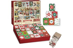 PPUZZLING Advent Calendar 2024 Christmas Puzzle for Adults 1000 Pieces, Christmas Countdown Calendar 24 Days Jigsaw Puzzles, Vintage Holiday Christmas Postcards Puzzles as Christmas wall Decor
