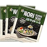 Kimnori Organic Roasted Seaweed Sushi Nori Sheets (30 Sheets, 3-Pack) – Professional Grade Full Size Nori for Sushi & Kimbap