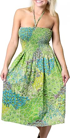 Alki I One Size Fits Most Tube Dress Coverup With Peacock Print Green At Amazon Women S Clothing Store Sun Dresses