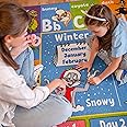 KC Cubs | Looney Tunes ABC Alphabet, Seasons, Months and Days of The Week Educational Learning & Game Play Area Non Slip Boy & Girl Kids Rug Carpet for Children Bedroom, Toddler Classroom & Baby Mat