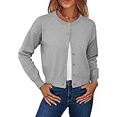 Warmrole Cropped Cardigan Sweaters Long Sleeve Button Down Knit Sweater for Women