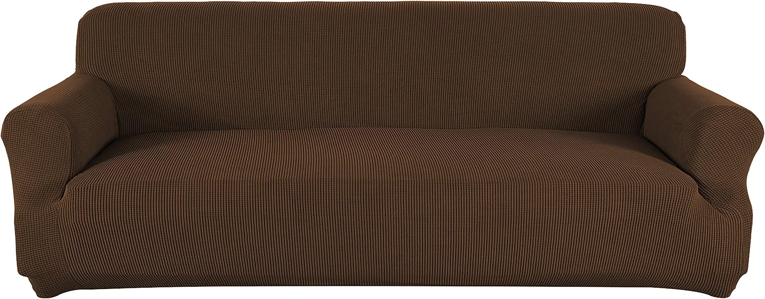 Obstal Stretch Spandex Oversized Sofa Cover, 4 Seat Couch Covers for Living Room, Non Slip Sofa Slipcover with Elastic Bottom, Sofa Couch Coverings Furniture Protector for Dogs, Cats, Pets, and Kids