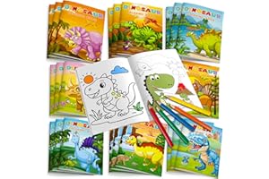 36 Pcs Dinosaur Birthday Party Decorations Supplies, 24pcs Dino Mini Coloring Books with 12 Colorful Pencils Coloring Book Bu