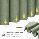 Linen Look Shower Curtain 182x198cm with Metal Hooks Green view 7